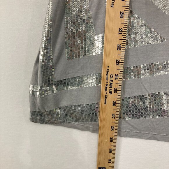 New INC International Concepts size 2X Gray Sequins Stretch Knit Top Festival - Picture 4 of 8
